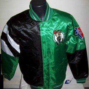 BOSTON CELTICS NBA STARTER Snap Down Jacket 50/50 GREEN/BLACK  4X
